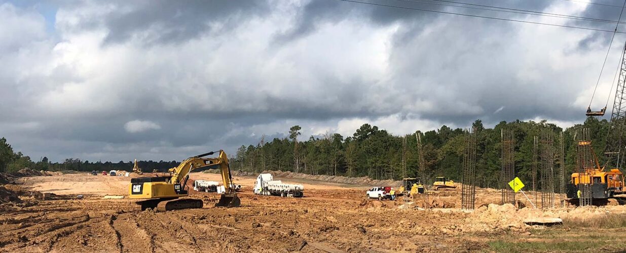 bulldozer on site of SH 249 construction